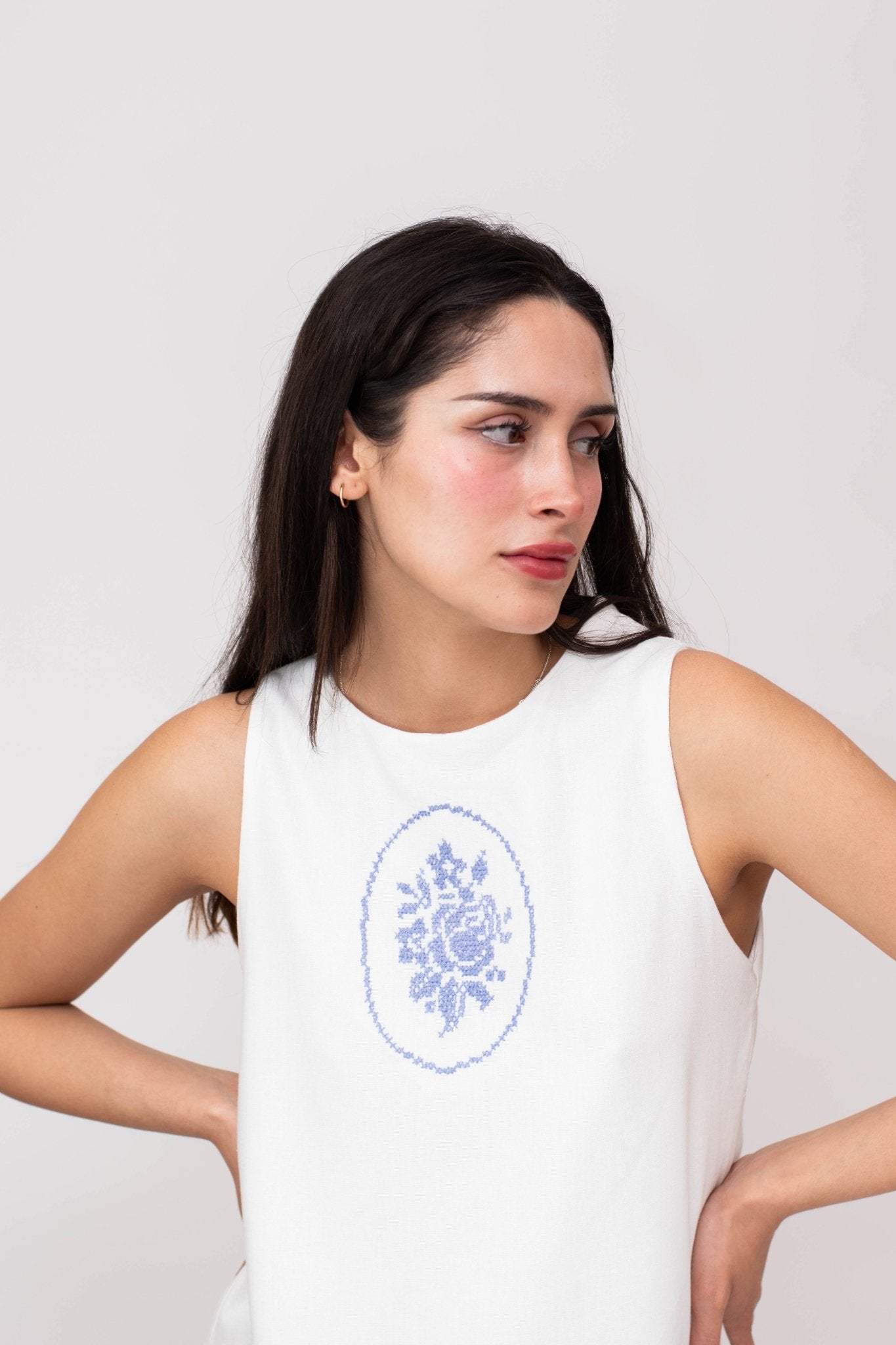 Vestido mini lino blanco - NAO