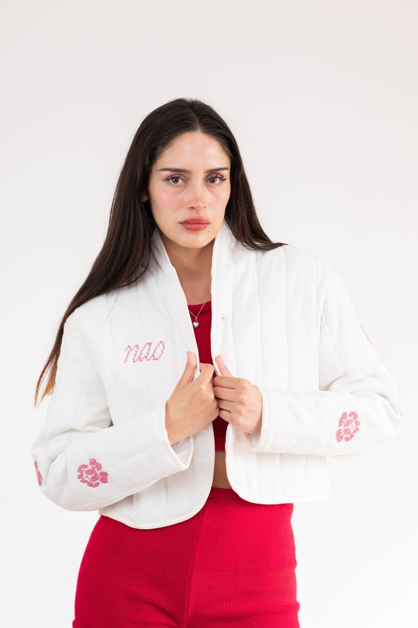 Chaqueta quilt lino blanca - Nao Knitwear