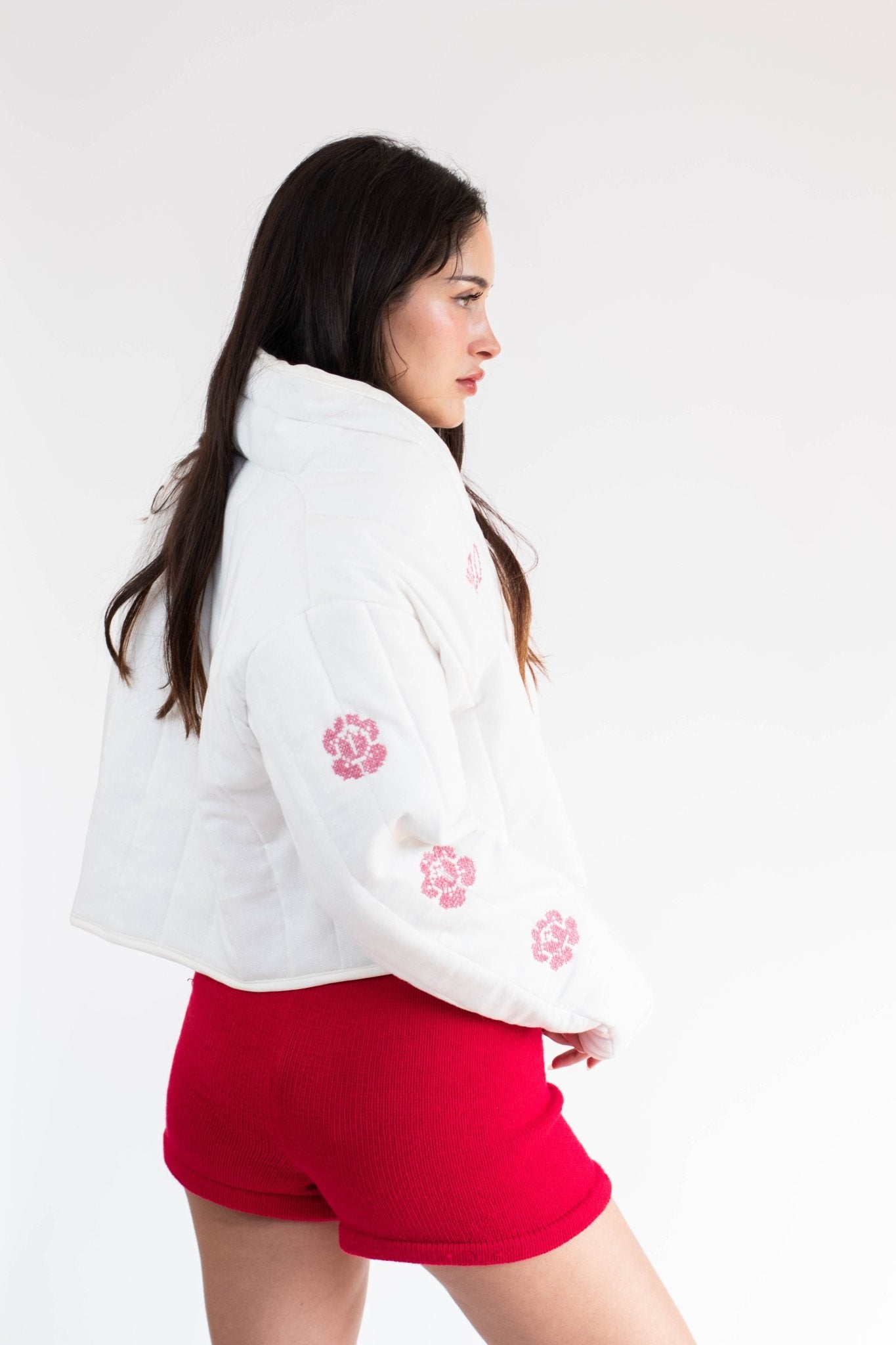 Chaqueta quilt lino blanca - Nao Knitwear