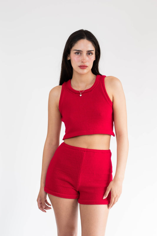 Short de punto algodon rojo - Nao Knitwear