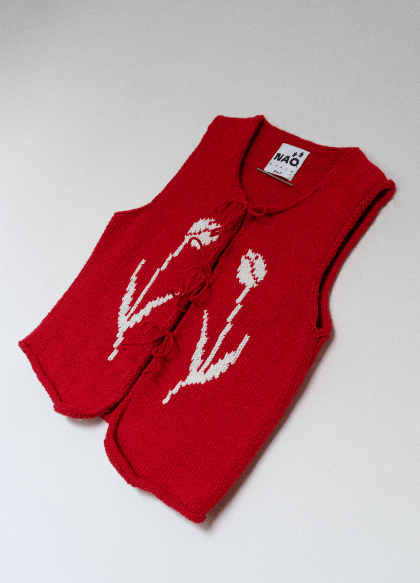 Vest hera algodón rojo italiano - Nao Knitwear