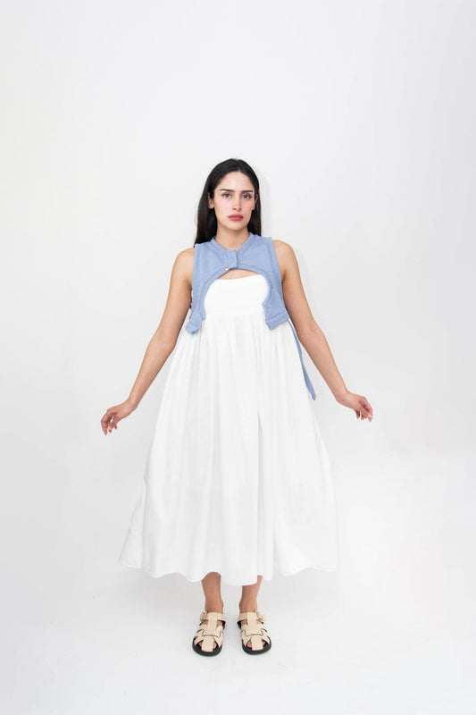 Vestido maxi lino blanco - NAO